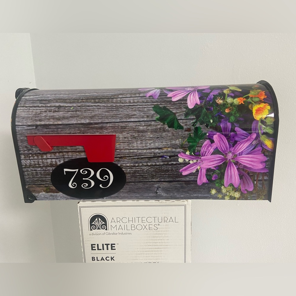 Beautiful Custom Mailbox with floral design. Add your name & address optional.